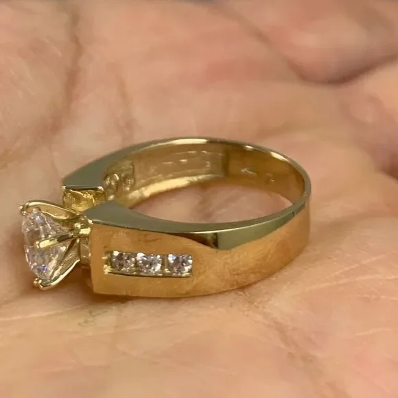 Solid 14k white gold Engagement ring 4 5 6 7 8 9